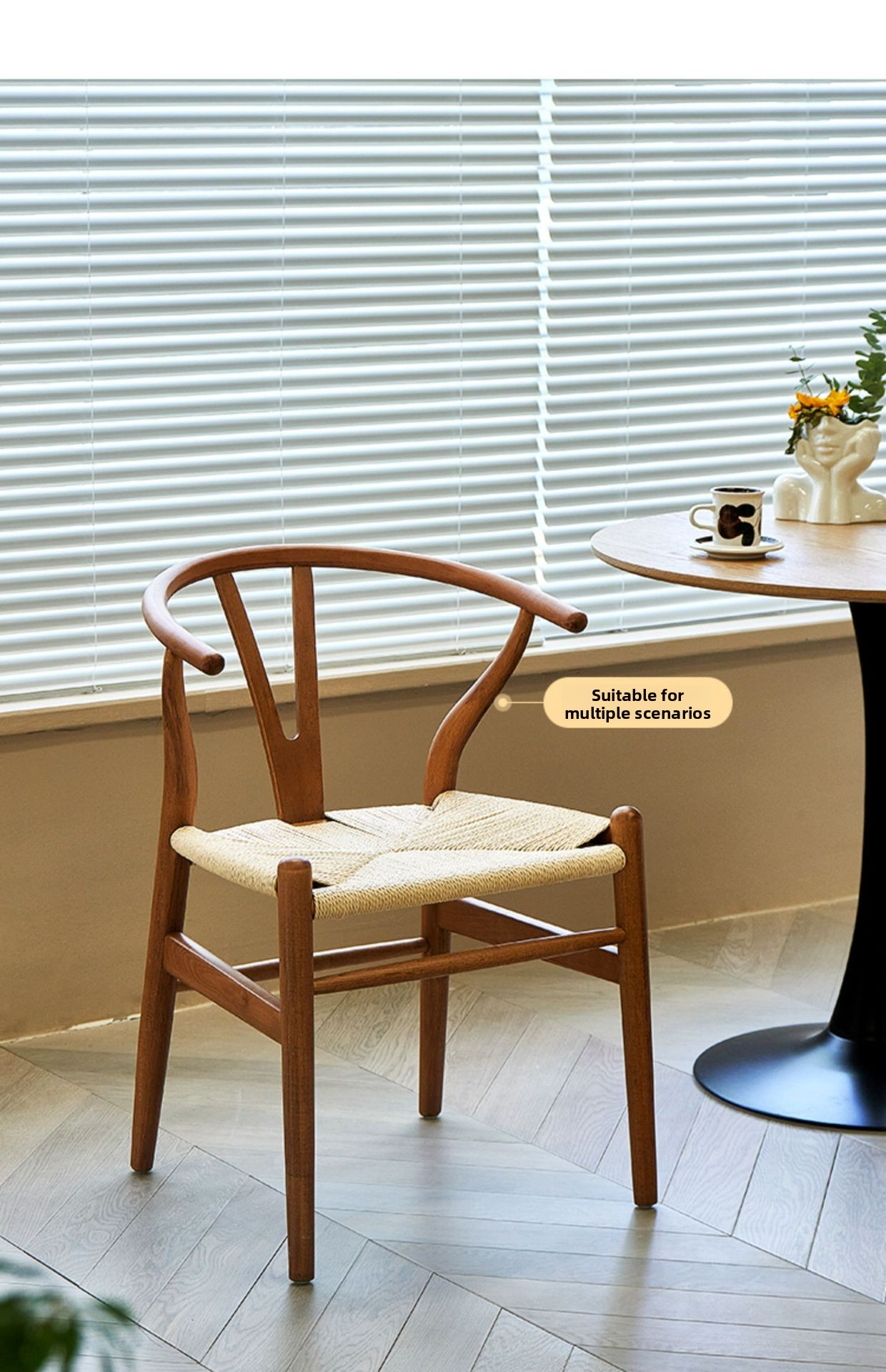 Solid Wood Dining Chairs,Natural Wood Dining Chairs,Solid Oak Chairs Nordic solid wood y chair casual armrest rattan discussion creative solid wood chair