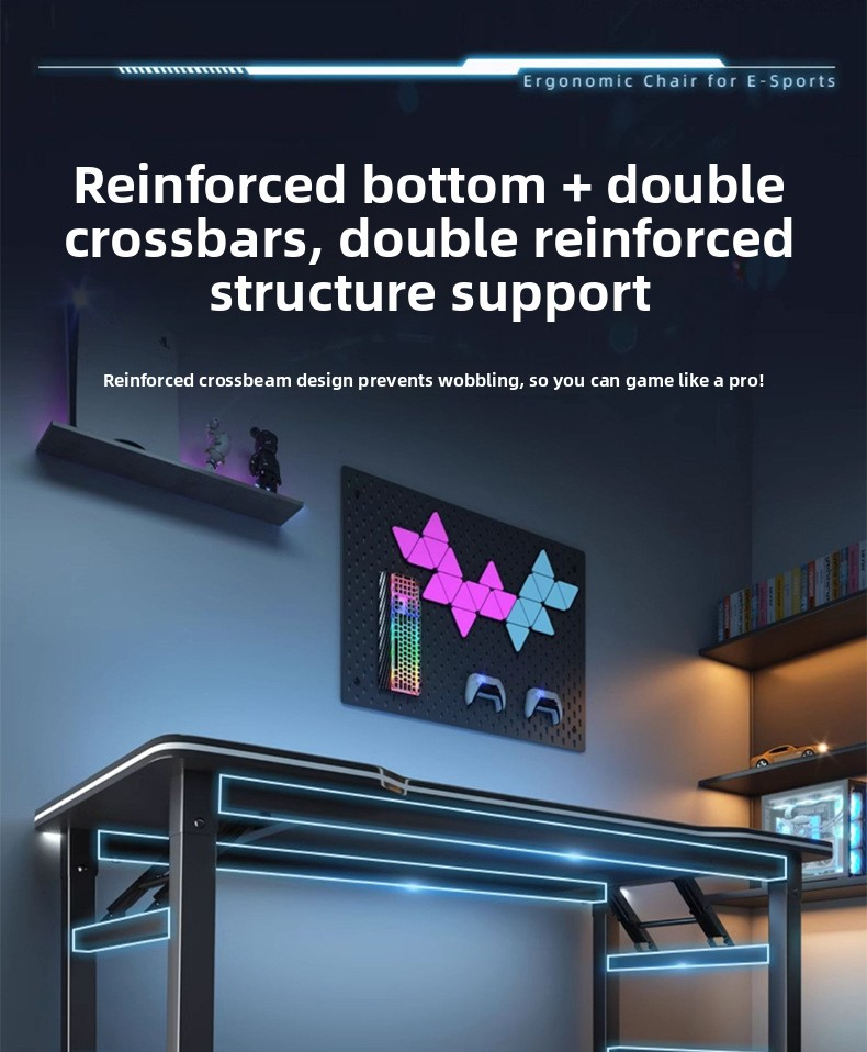 Gaming Desk,Long Gaming Desk,Metal Gaming Desk Supplier Small Simple Folding Metal Frame with LED Lights Black Gaming Table