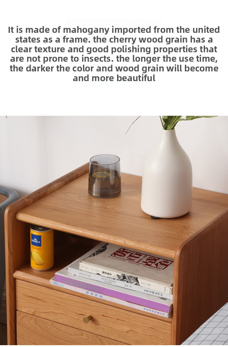 Nightstand,Bedside Table,Locker Nightstand Wholesale Modern Simple North American Cherry Solid Wood Nightstand Storage Cabinet Northern European Bedroom