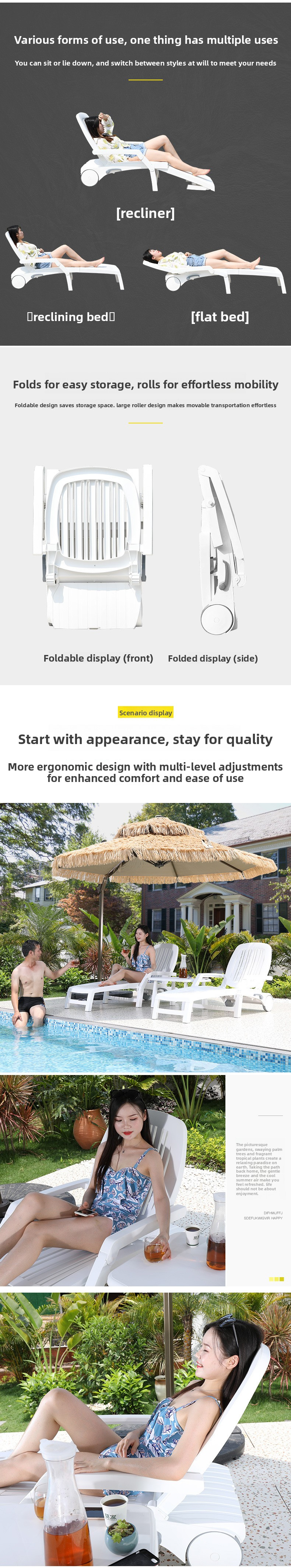 Beach Chairs,Travel Beach Chair,Luxury Beach Chairs Manufacturers Direct Sales of Folding Plastic Lounge Chairs Hotel Garden Pool Beach Chairs