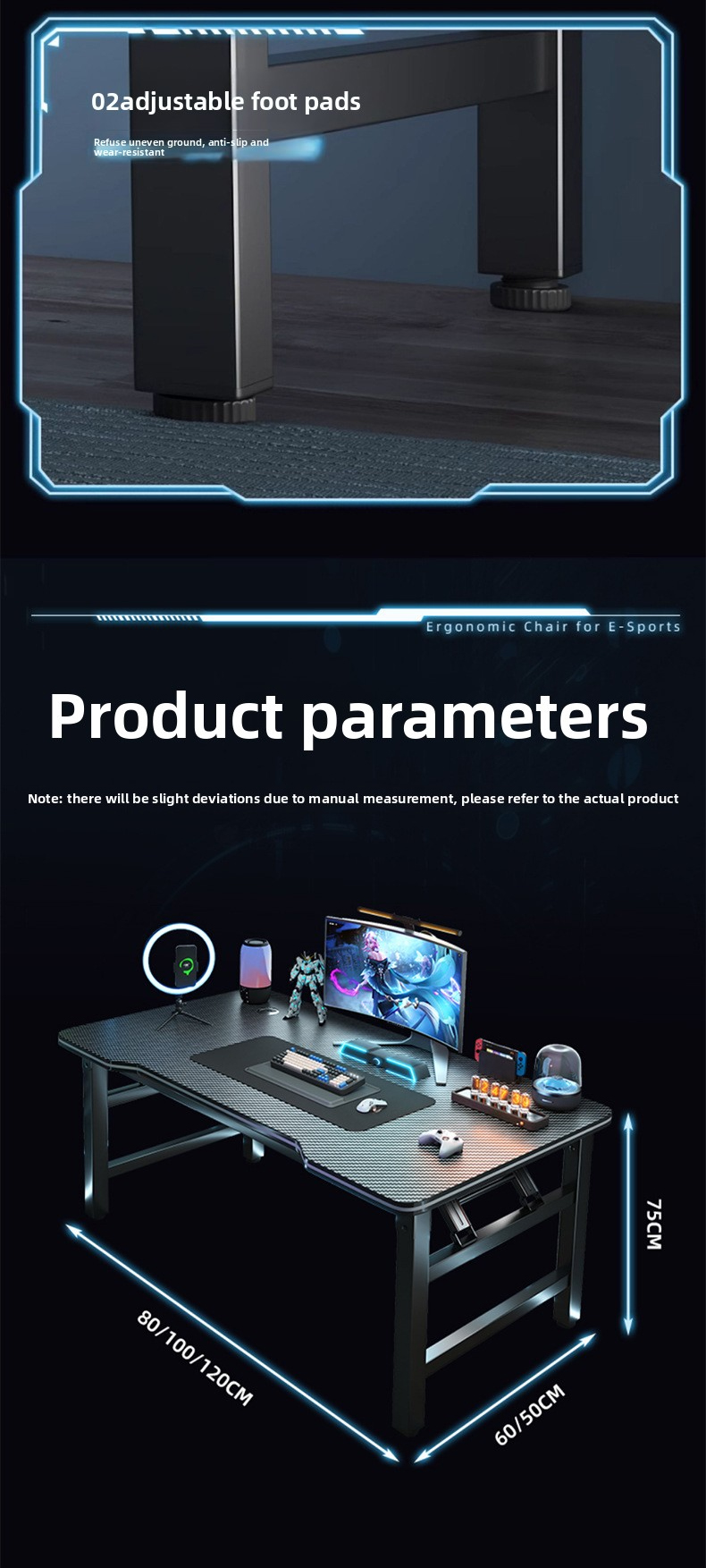 Gaming Desk,Long Gaming Desk,Metal Gaming Desk Manufacturer Modern Minimalist Carbon Fiber Panel Foldable Double-person Gaming Table