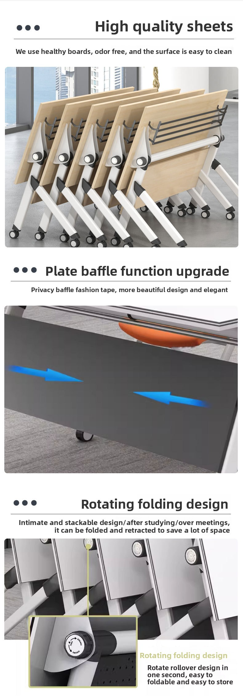Office Table,Sturdy Folding Table,Folding Table EaseNeat Office Furniture Conference Table Removable Collapsible Classroom Desk Desk Learning Training Table