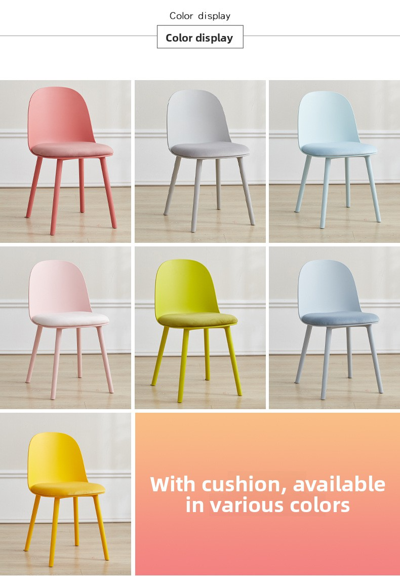 Plastic Dining Chair,Plastic Chairs for Kitchen,Velvet Upholstered Dining Chairs EaseNeat Nordic High Quality Velvet Cushion PP Frame Plastic Dining Chair For Home Furniture