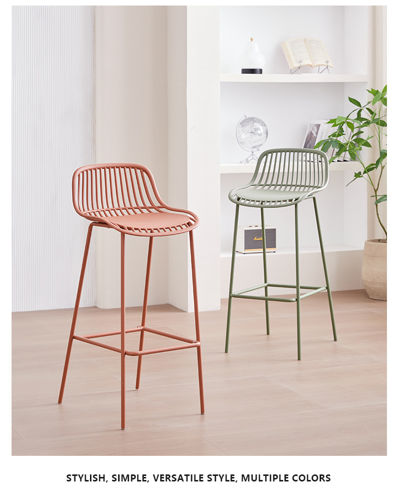 Bar Stools , Nordic Bar Stools , Ins Nordic Bar Stools，Modern Simple Stackable Plastic Bar Chair Metal Frame Wholesale for Dining Hotel Cafe Outdoor Bar Restaurant Leisure Home Use