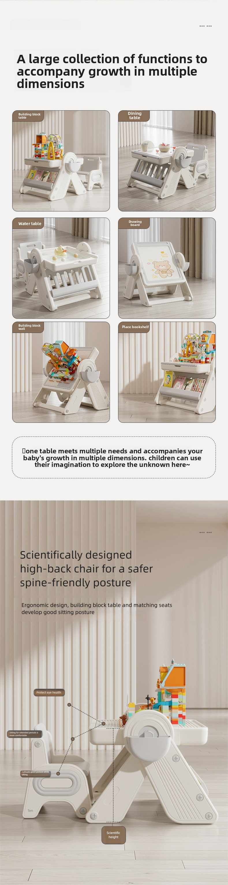Kids Play Table with Chair,Childrens Activity Table with Storage,Play Table with Storage EaseNeat Toy Table Block Model Building Plastic Kids Play Table with Chair Furniture Set Unisex Children Drawing Board Table