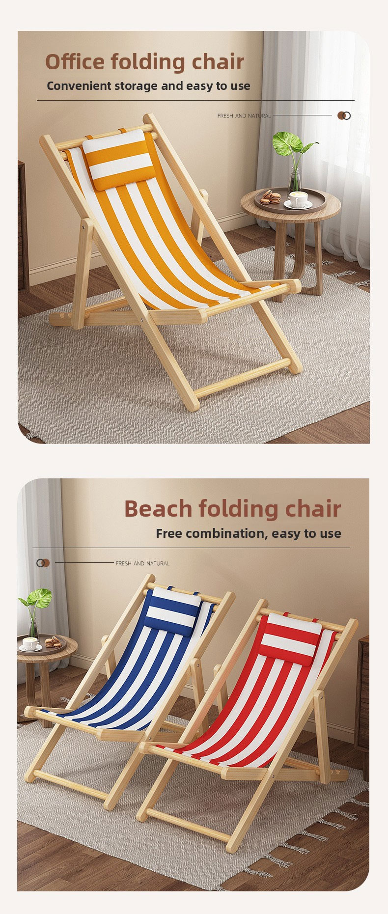 Beach Chairs,Best Backpack Beach Chairs,Most Comfortable Beach Chair Manufacturer High Grade Wooden Beach Chairs with Pillow Adjustable Height Folding Portable Canvas Balcony Chair Outdoor Lounge