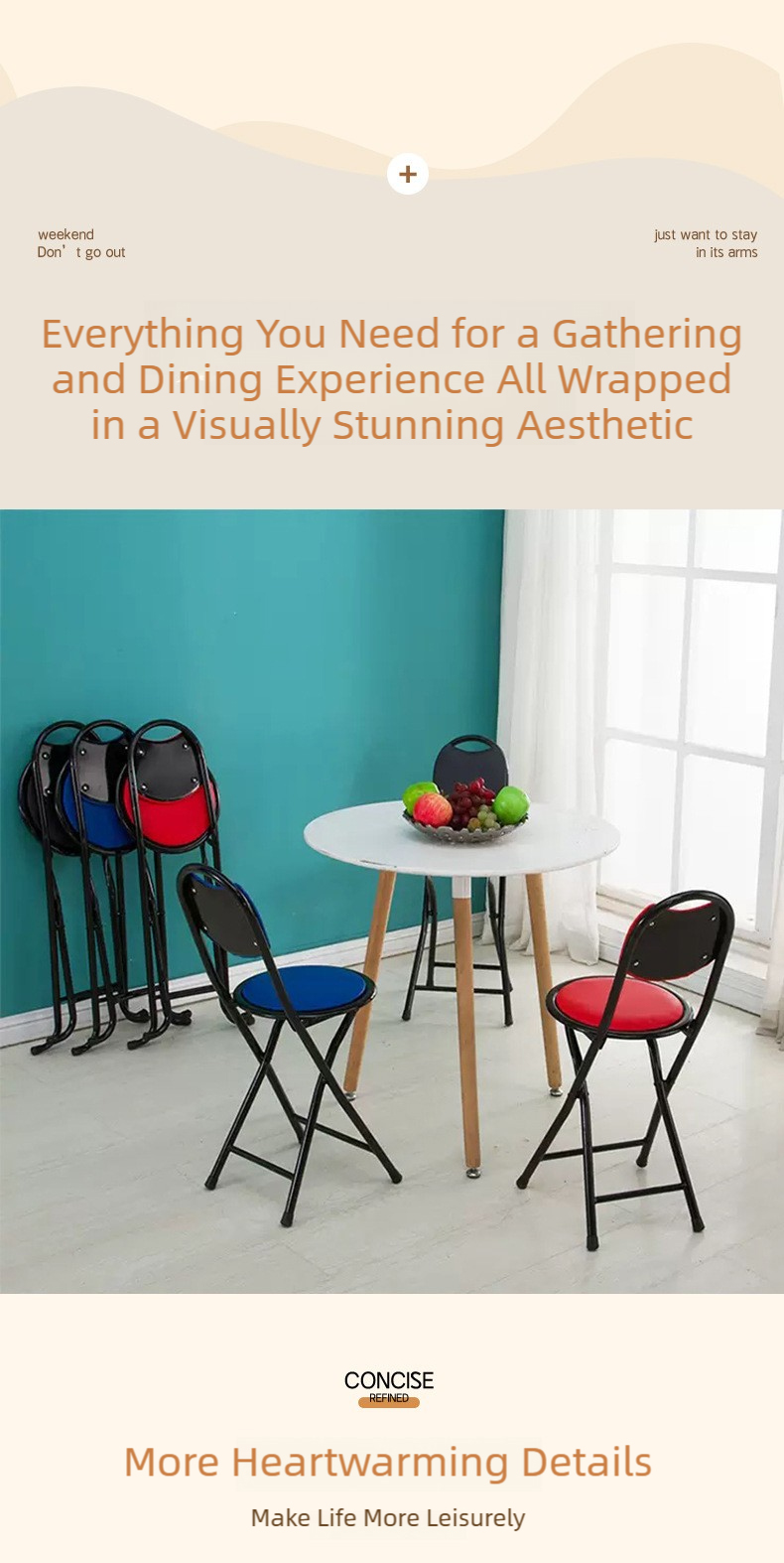 Folding Dining Chair,Foldable Outdoor Dining Set,Fold Up Dining Room Chairs Wholesale Portable Folding Dining Chair With Backrest and Metal Frame for Home and Office