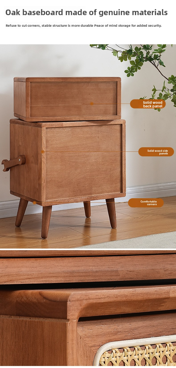 Solid Wood Nightstand,Wide Nightstand with Drawers,Locker Nightstand Wholesale Nordic Modern Minimalist Bedroom Creative Robot Edge Cabinet Storage Bedroom Bedside Table Solid Wood Nightstand