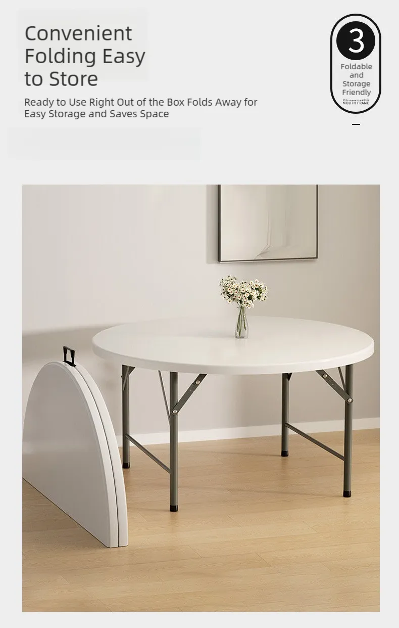 Plastic Table,Cheap Plastic Tables,Round Plastic Outdoor Table Wholesale Heavy Duty Foldable Round Plastic Table With Carry Handle for Party and Catering