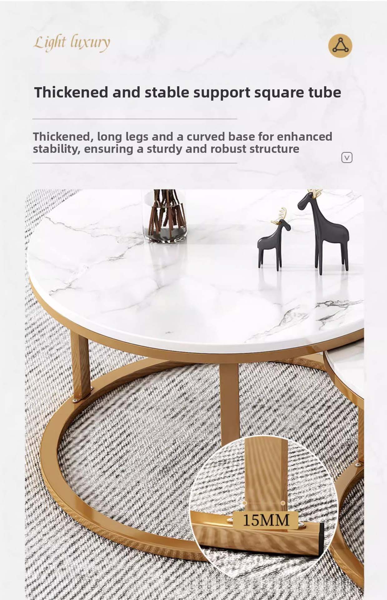 Coffee Table,Modern Coffee Table Sets,Root Coffee Table Wholesale Nordic Style Round Dining Table With Stainless Steel Frame for Bedroom Balcony
