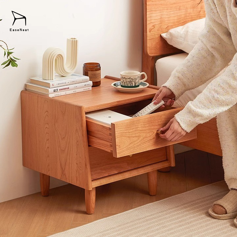 Bedside Cabinet,Oak Nightstand with Drawers,Wide Nightstand with Drawers Wholesale Bedside Cabinet Cherry Wood Modern Nordic Design Low Price Original Factory Bedroom Drawer