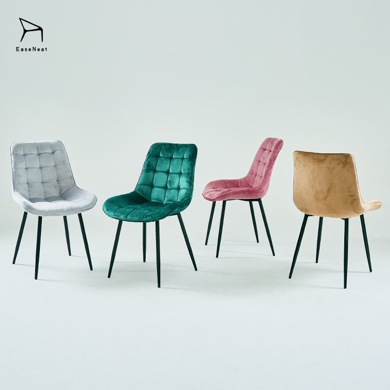 EaseNeat Popular High Back Dining Chair Nordic Modern Luxury Fashion Design Padded Velvet with Durable Fabric Elegant Stackable
