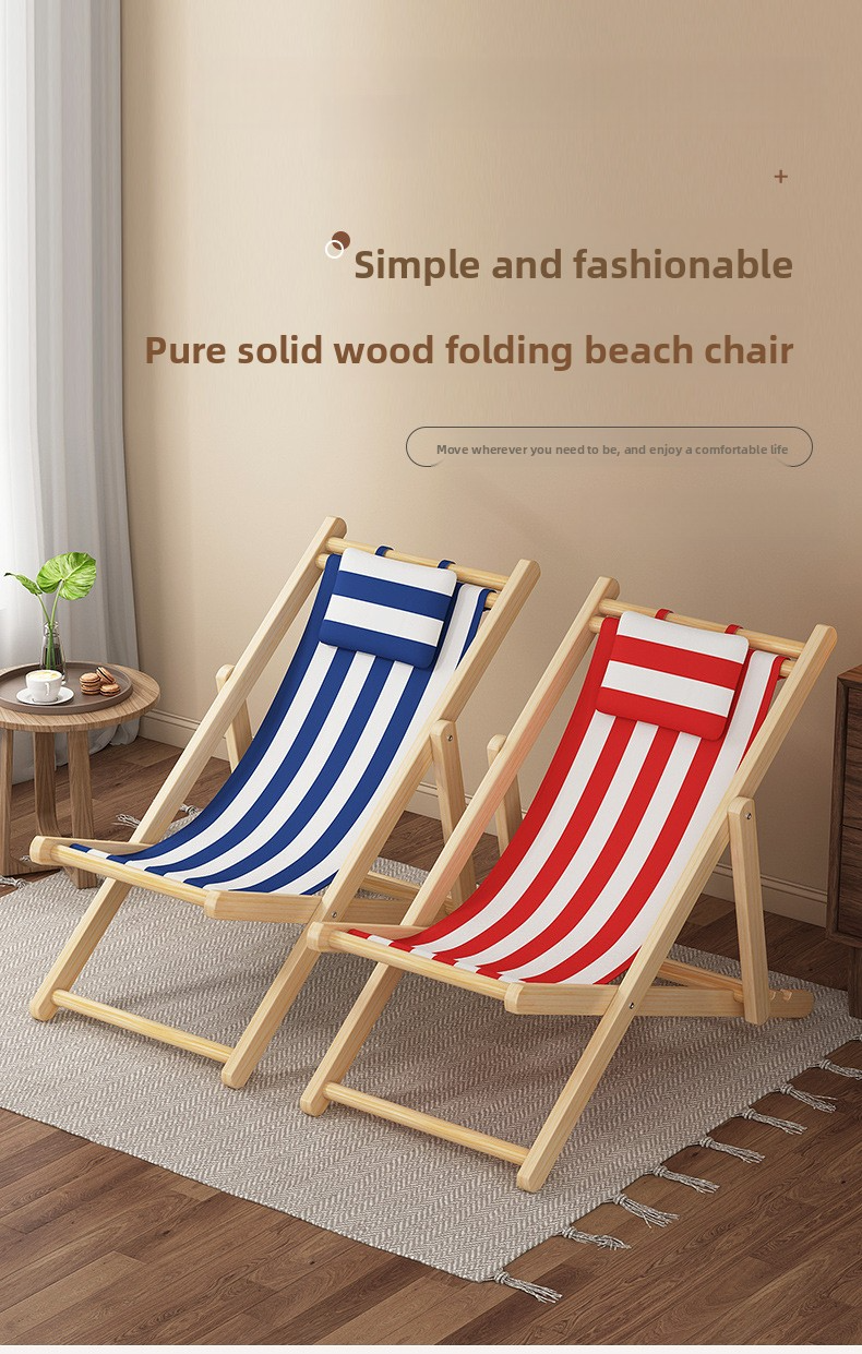 Beach Chairs,Best Backpack Beach Chairs,Most Comfortable Beach Chair Supplier Hot Selling Folding Solid Wood Camping Beach Chairs with Pillow Striped Style Adjustable Terrace Garden Beach