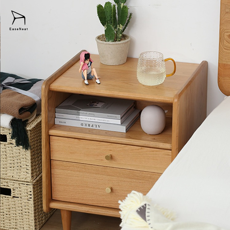 Nightstand,Bedside Table,Locker Nightstand Wholesale Modern Simple North American Cherry Solid Wood Nightstand Storage Cabinet Northern European Bedroom