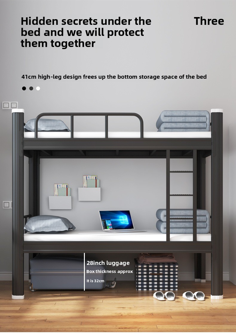 Bunk Bed Double,Full Double Bunk Beds,Double Queen Bunk Bed Manufacturer Dormitory Queen Quality Loft Bed Hostel Adult Metal Bunk Bed with Stairs