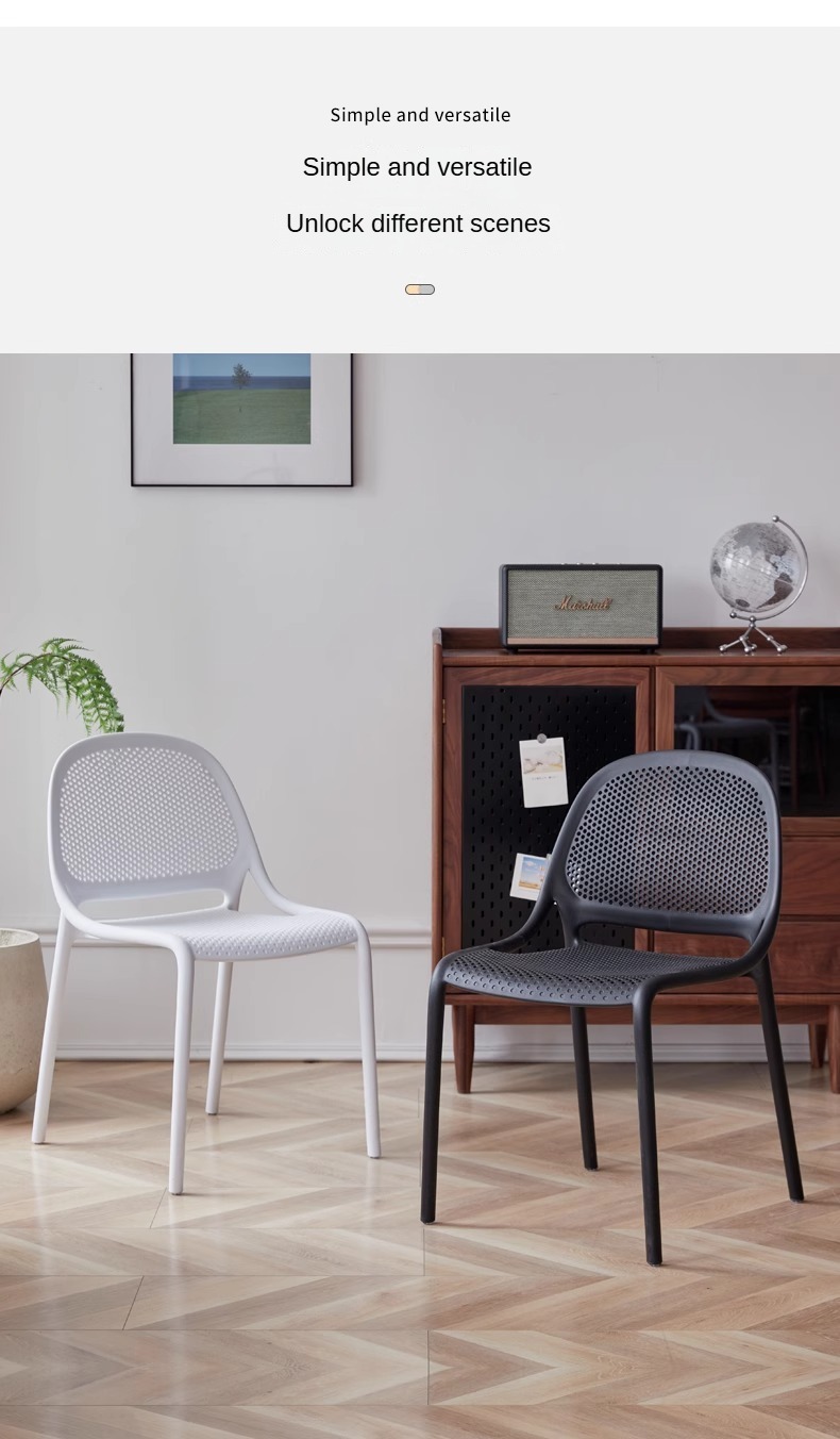 Manufacturer Fashion Design Plastic Dining Chairs with Backrests High Quality Suitable for Restaurants Living Rooms Malls,Dining Room Set , Black Dining Room Set , Plastic Black Dining Room Set