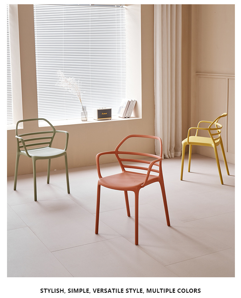 Dining Chair Thickened Plastic Stackable Modern Outdoor Living Rooms Stool for Milk Tea Shop Home Furniture,Plastic Dining Chair , Light Grey Plastic Dining Chair , Backrest Light Grey Plastic Dining Chair