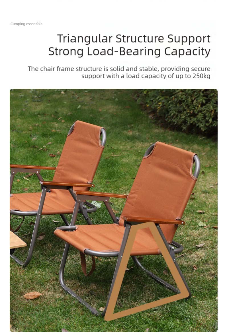 Outdoor Folding Chair,Modern Folding Chairs,Compact Beach Chair Wholesale Folding Outdoor Chair With 22mm Carbon Steel Tube and Wooden Armrest for Picnic