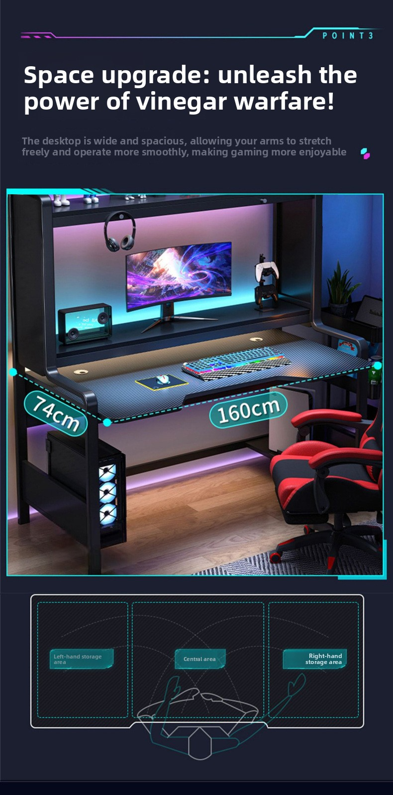 Gaming Table,Outdoor Game Table,Best Multi Game Table Supplier L-shaped Gaming Table Double Design with Computer Storage Rack Carbon Fiber Texture Material