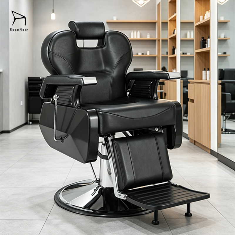 Barber Chair,Black Barber Chair,Barber Chairs Wholesale Supplier Luxury Black Heavy Duty Leather Barber Chair Hydraulic Reclining for Salon Beauty Studio