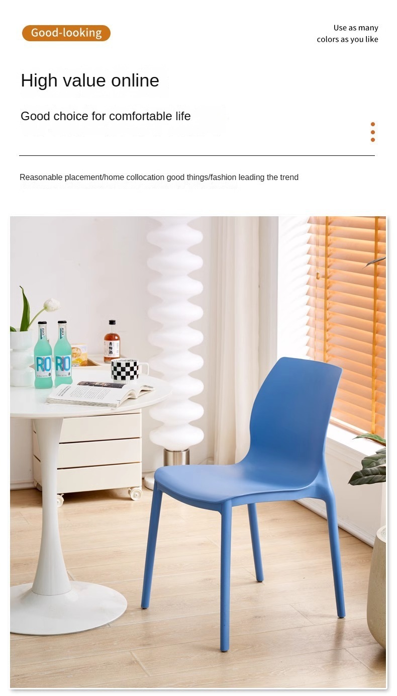 Plastic Chair , Thick Plastic Chair , Home Thick Plastic Chair,Supplier Thickened Plastic Dining Chairs With Stackable Backrests and Armchairs Are Modern for Dining Garden and Outdoor Use