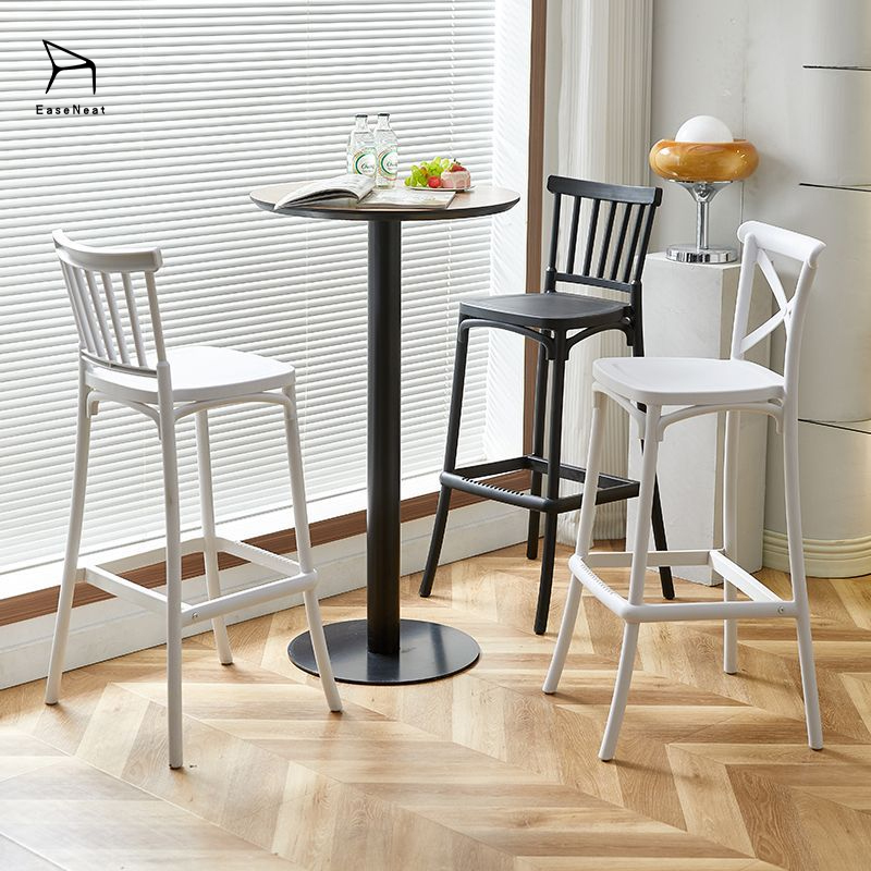 Plastic Bar Chairs,Plastic Counter Stools,Plastic Outdoor Bar Stools EaseNeat Low Priced Modern Plastic bar Chairs Stackable Black Cross Backed High Stools Counter for Dining Room Living Room Hotel
