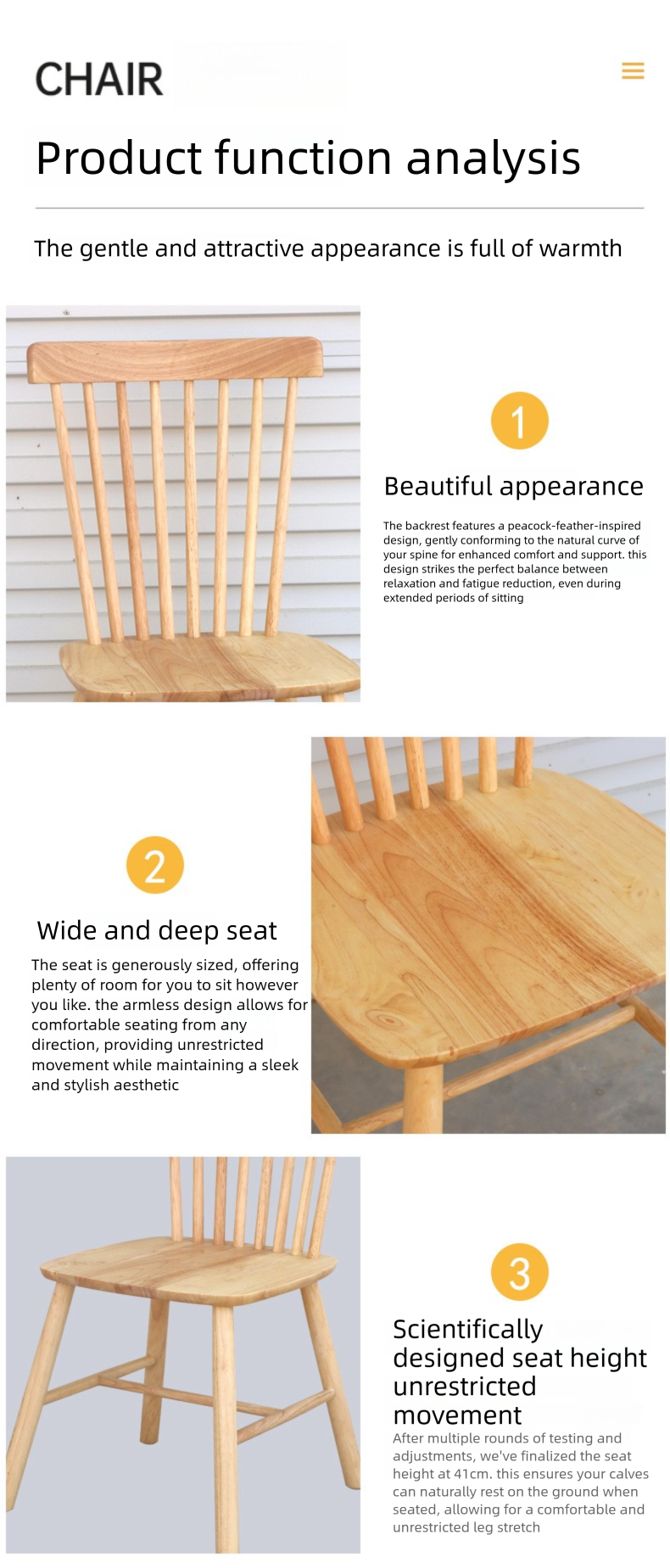 Solid Wood Dining Chair,Solid Wood Table and Chairs,All Wood Dining Chairs Supplier Modern Minimalist Solid Wood Dining Chair With Waterproof Design For Home Kitchen