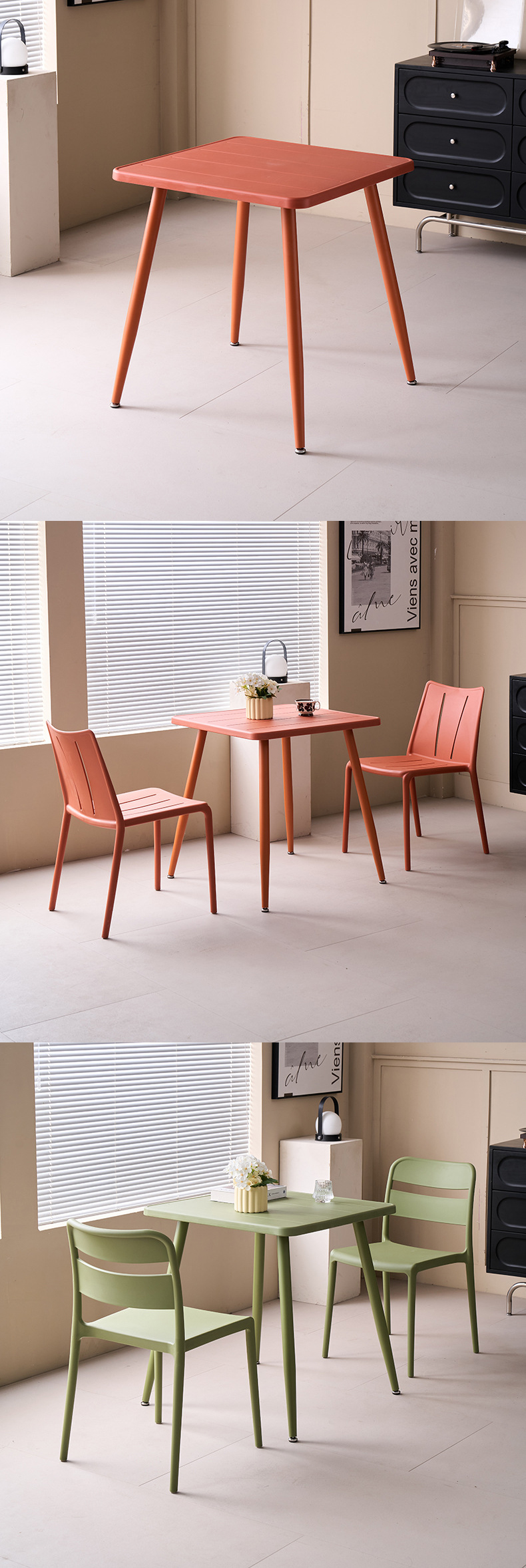Plastic Dining Table,Plastic Table,Plastic Outdoor Dining Table Supplier Colorful Square Plastic Dining Table With Metal Frame for Outdoor Garden Patio