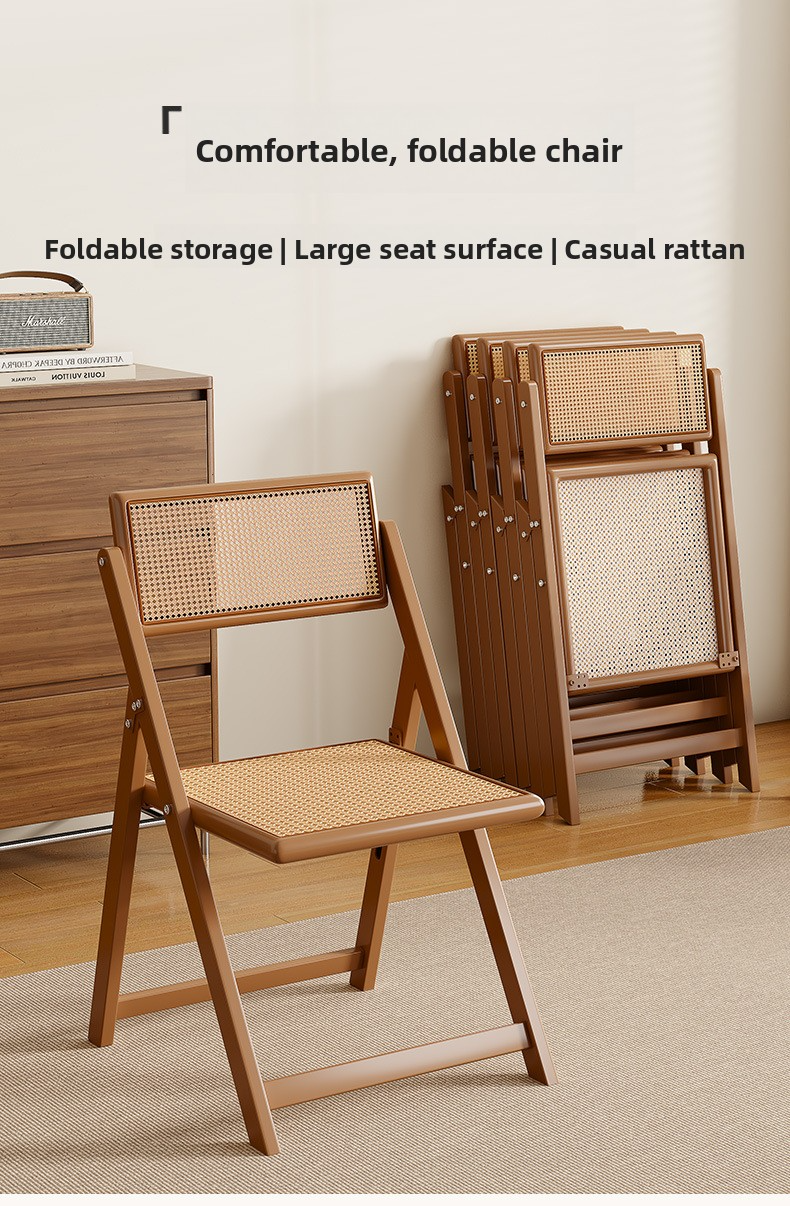 Solid Wood Chairs,Natural Wood Dining Chairs,Solid Wooden Stool Durable wooden frame restaurant natural rattan folding dining chair