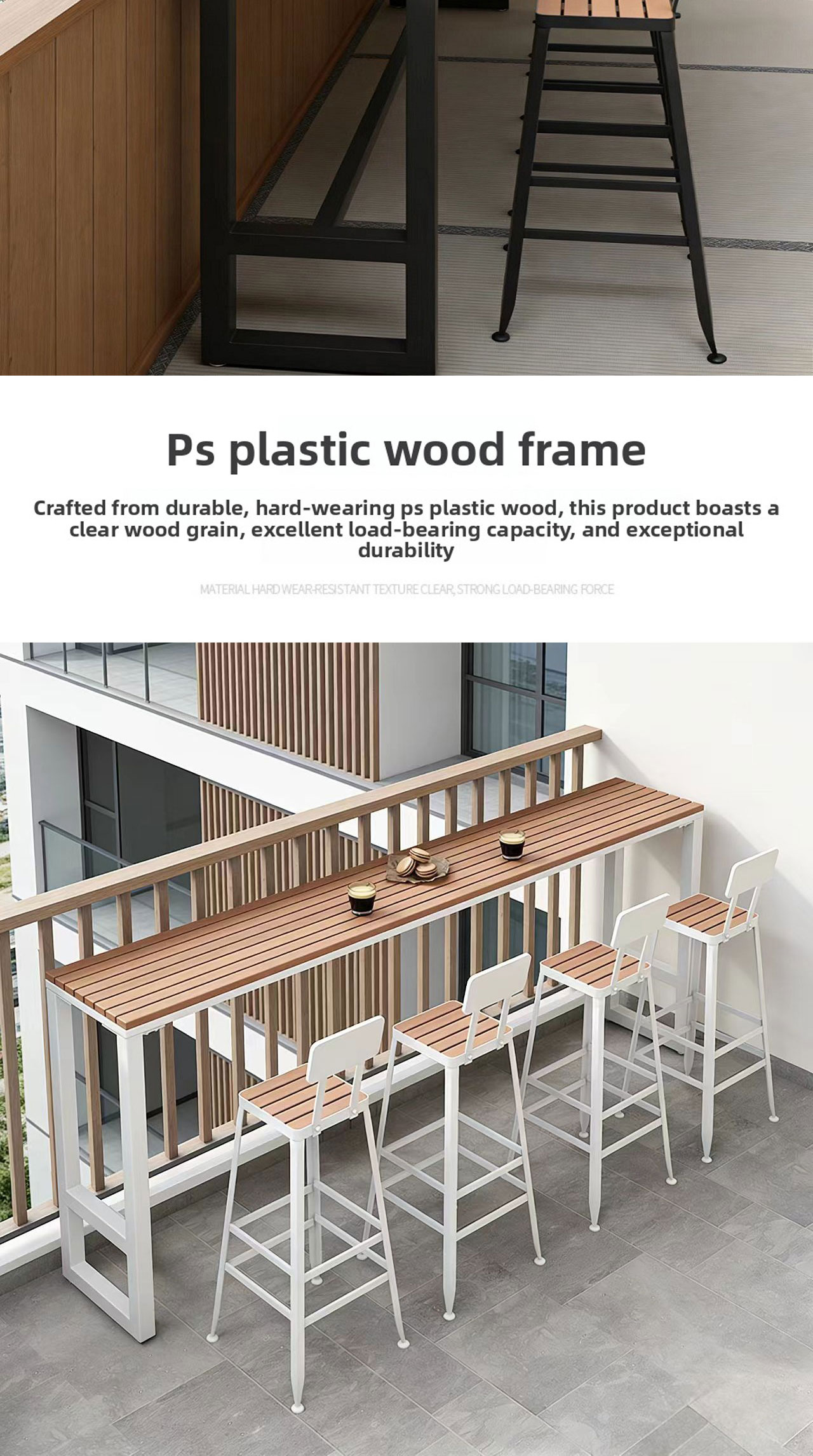 Bar Stool Table and Chair,Kitchen Table with Stools,High Bar Table with Stools Wholesale Heavy Duty Metal Terrace Furniture Set Waterproof Long Bench for Outdoor Table and Chair