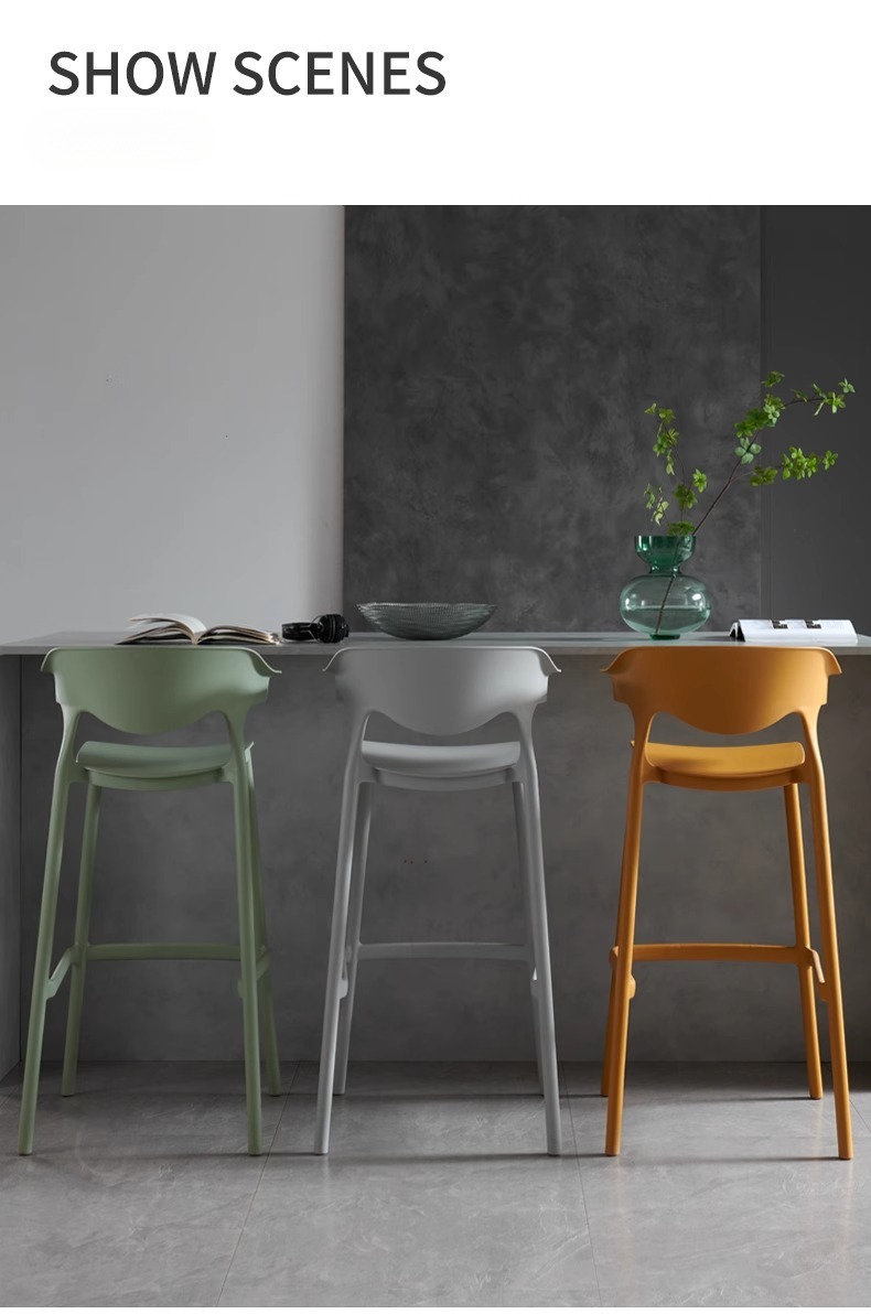 Modern Stackable Plastic Chair Various Colors Counter Height for Dining Home Bar Hotel for Restaurant Cafe Garden Outdoor,Outdoor Bar Stools with Backs , Outdoor Bar Stools with Backs for Sale , Best Outdoor Bar Stools with Backs for Sale