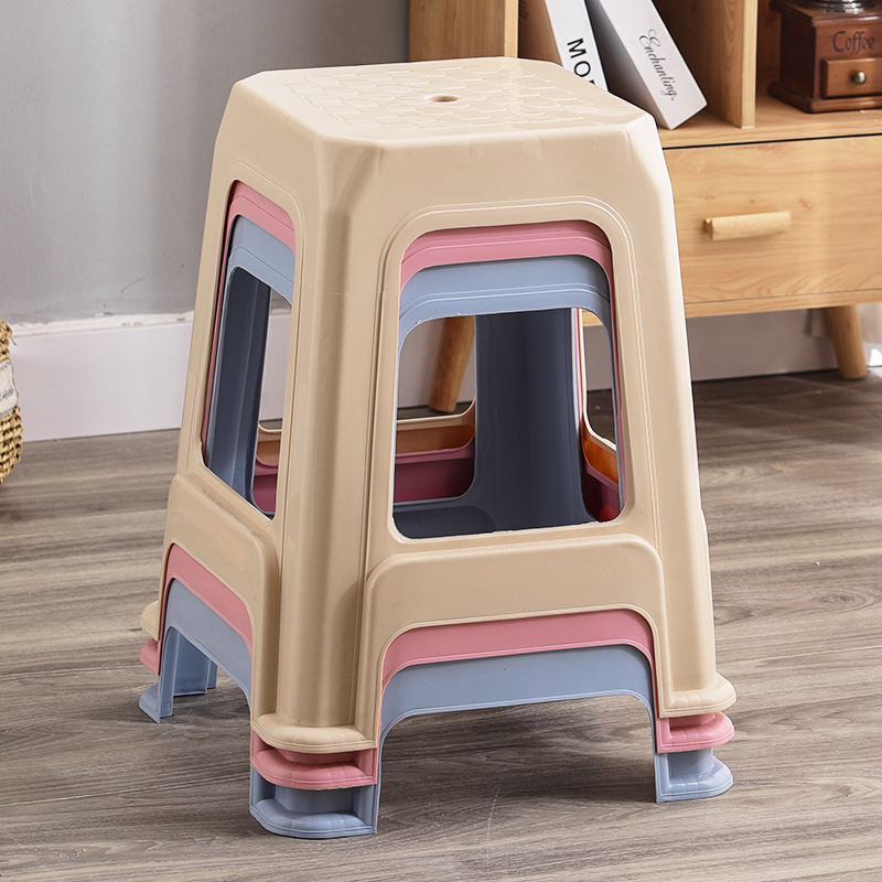 plastic sitting stool,plastic chair and stool,chair stool plastic,Modern High Stool PP Plastic Thickened Stackable Design Durable Adjustable for Home Bedroom Hospital Living Room Kitchen Use