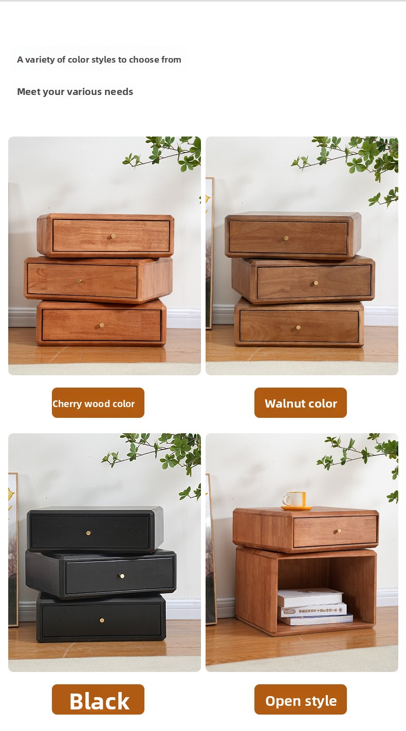 Nightstand,Wide Nightstand with Drawers,Small Wood Nightstand Wholesale Hot Selling Solid Wood Nightstand Walnut 3 Layer Drawer Storage Box Makeup Storage Cabinet Drawer Bedside Table