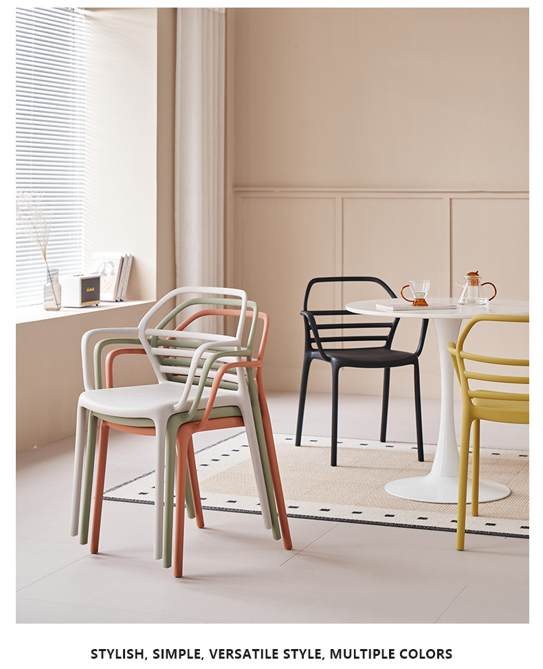 Dining Chair Thickened Plastic Stackable Modern Outdoor Living Rooms Stool for Milk Tea Shop Home Furniture,Plastic Dining Chair , Light Grey Plastic Dining Chair , Backrest Light Grey Plastic Dining Chair
