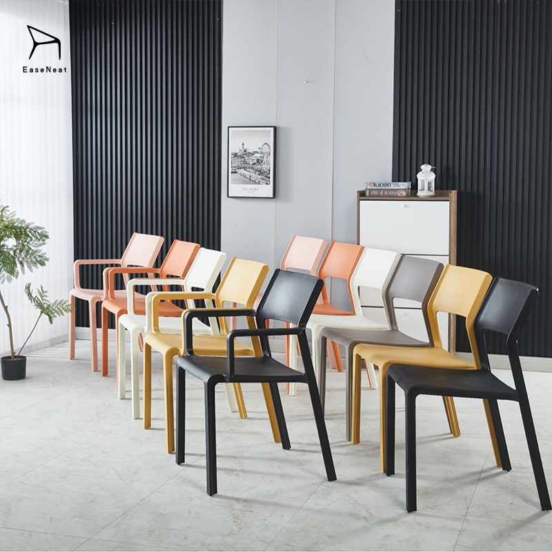 Plastic Dining Chair,Modern Plastic Dining Chairs,Plastic Dining Chairs Set of 4 Manufacturer Stackable Pp Plastic Dining Chair With Armrest for Outdoor Garden and Cafe