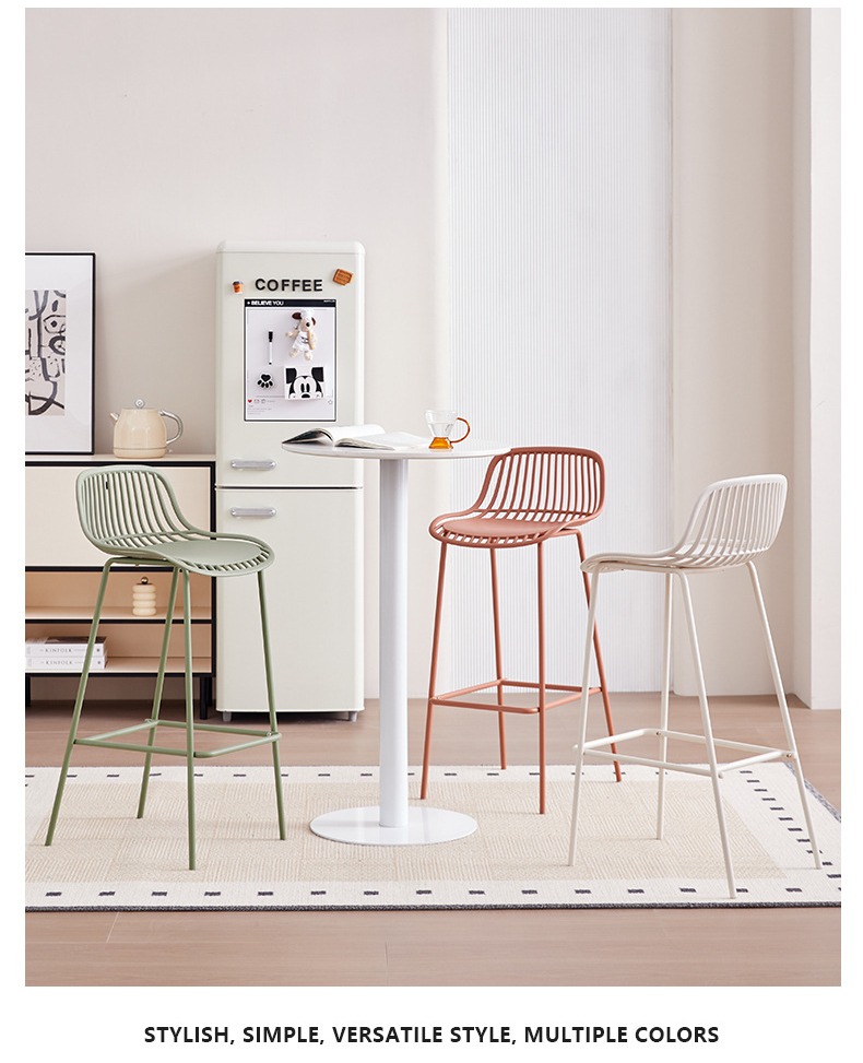 Bar Stools , Nordic Bar Stools , Ins Nordic Bar Stools，Modern Simple Stackable Plastic Bar Chair Metal Frame Wholesale for Dining Hotel Cafe Outdoor Bar Restaurant Leisure Home Use