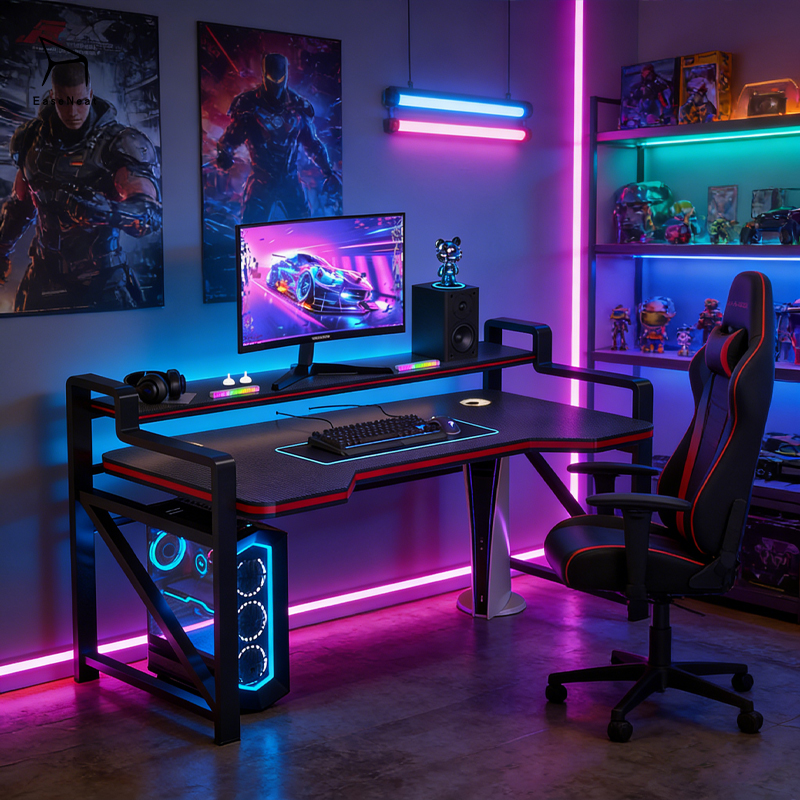 Gaming Table,Outdoor Game Table,Best Multi Game Table Wholesale Black Carbon Fiber Metal Bracket Gaming Table Is Ergonomic With LED Lights