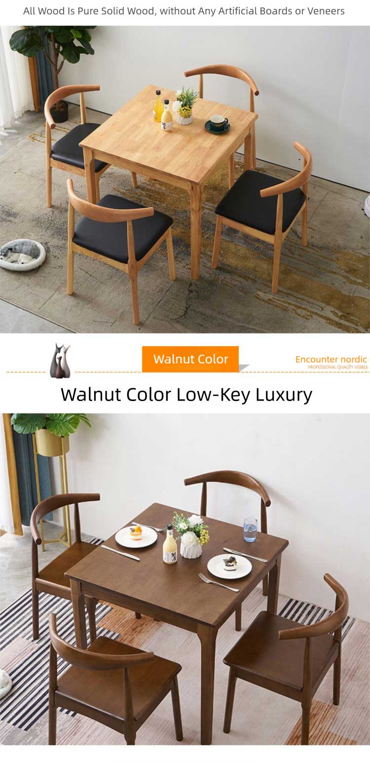 Dining Table,Tall Dining Table Set,Solid Wood Dining Table Set Wholesale Affordable Solid Wood Square Dining Table Set 4 Person for Office Cafe Use