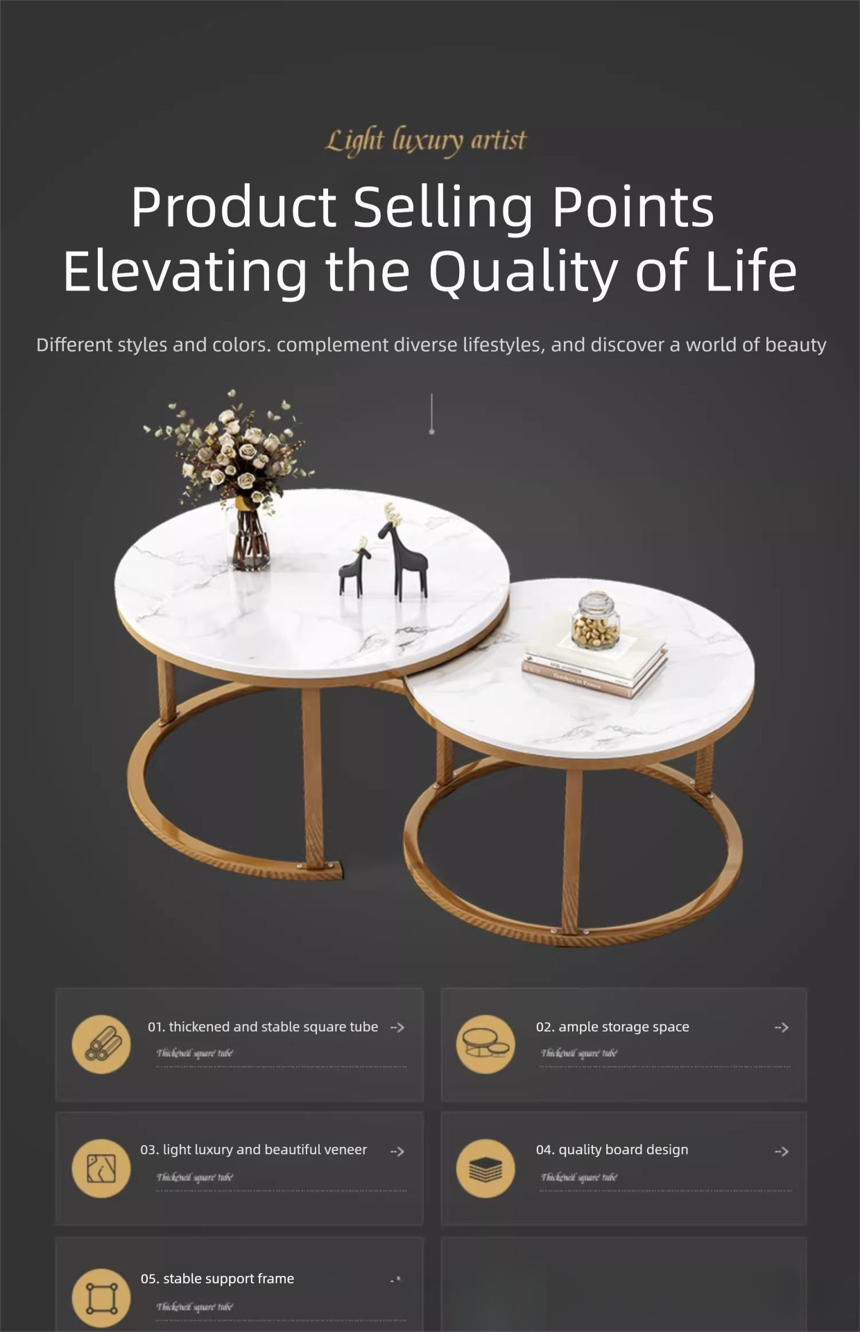 Coffee Table,Modern Coffee Table Sets,Root Coffee Table Supplier Luxury Marble Dining Table With Curved Stainless Steel Legs for Living Room