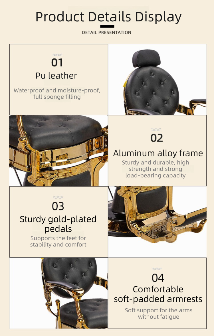 Barber Chair,Black Barber Chair,Barber Chairs Wholesale Supplier Antique Black Leather Barber Chair Reclining Hydraulic Base for Salon Barber Shop