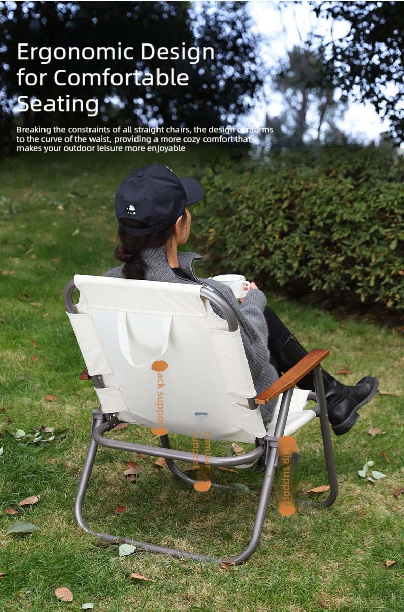 Outdoor Folding Chair,Modern Folding Chairs,Compact Beach Chair Wholesale Folding Outdoor Chair With 22mm Carbon Steel Tube and Wooden Armrest for Picnic
