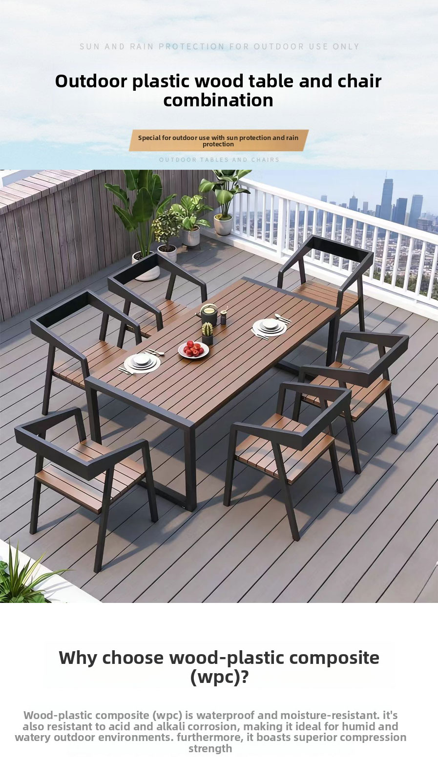 Outdoor Table and Chair,4 Person Outdoor Dining Set,Outdoor Bistro Table Set Supplier Waterproof Metal Frame Wooden Dining Set with Cushion for Patio Garden Outdoor Table and Chair