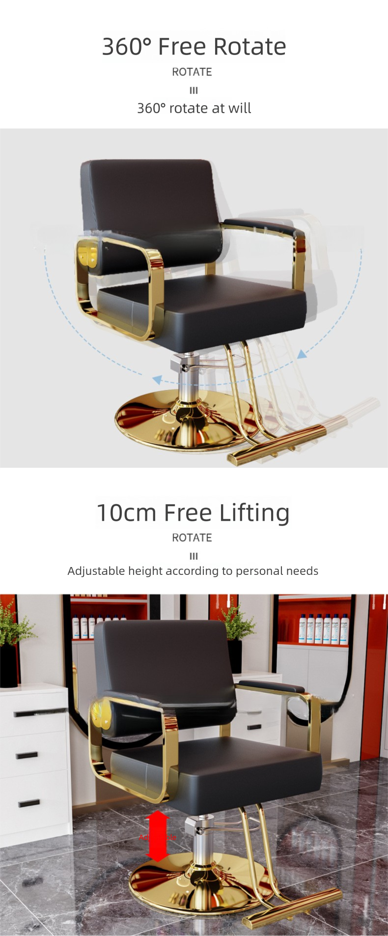 Barber Chair,Black Barber Chair,Barber Chairs Wholesale EaseNeat Ergonomic Leather Barber Chair 360 Swivel Hydraulic Pump for Professional Salon Use