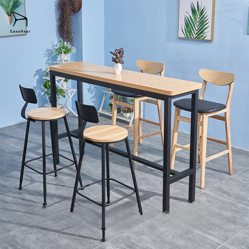Bar Stool Table and Chair,Kitchen Table with Stools,High Bar Table with Stools EaseNeat Modern Design Indoor Wood Kitchen Bar Stool Fast Food Restaurant Commercial Furniture Cheap Iron High Chair for Outdoor