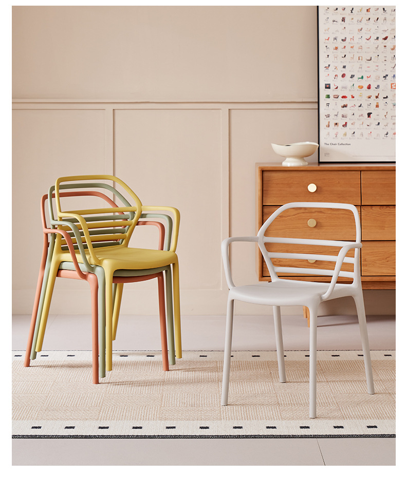 Dining Chair Thickened Plastic Stackable Modern Outdoor Living Rooms Stool for Milk Tea Shop Home Furniture,Plastic Dining Chair , Light Grey Plastic Dining Chair , Backrest Light Grey Plastic Dining Chair