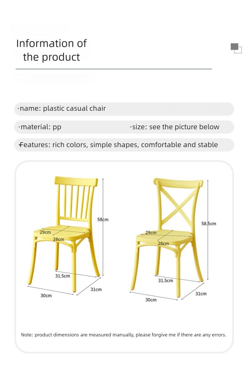 Dining Chairs,Polypropylene Dining Chairs,Dining Chairs White Plastic EaseNeat Outdoor Plastic Chairs Stackable Chair Kindergarten Chair Children Dining Chairs