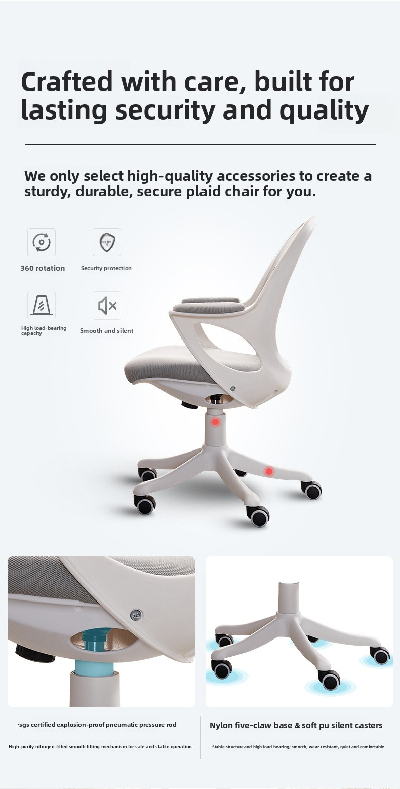 Office Chairs,Quality Office Chairs,Stylish Ergonomic Office Chair Supplier High Quality Gray Blue Office Chairs Mesh Material Comfortable Study Chair Seat with Fixed Arm