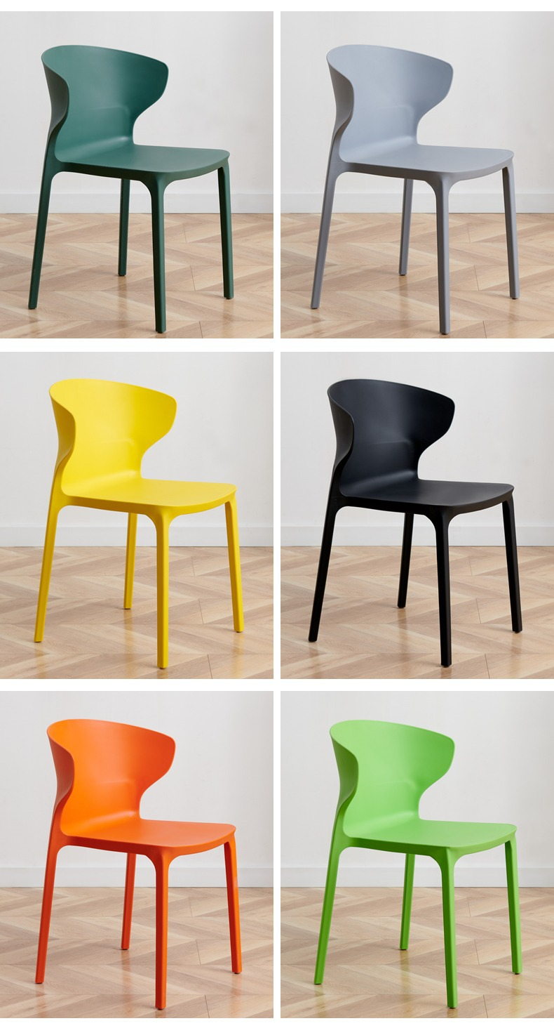 EaseNeat Modern Design Plastic Dining Chairs Colored Stackable Furniture for Living Rooms and Home Use,Outdoor Dining Chairs , Plastic Outdoor Dining Chairs , Simple Plastic Outdoor Dining Chairs