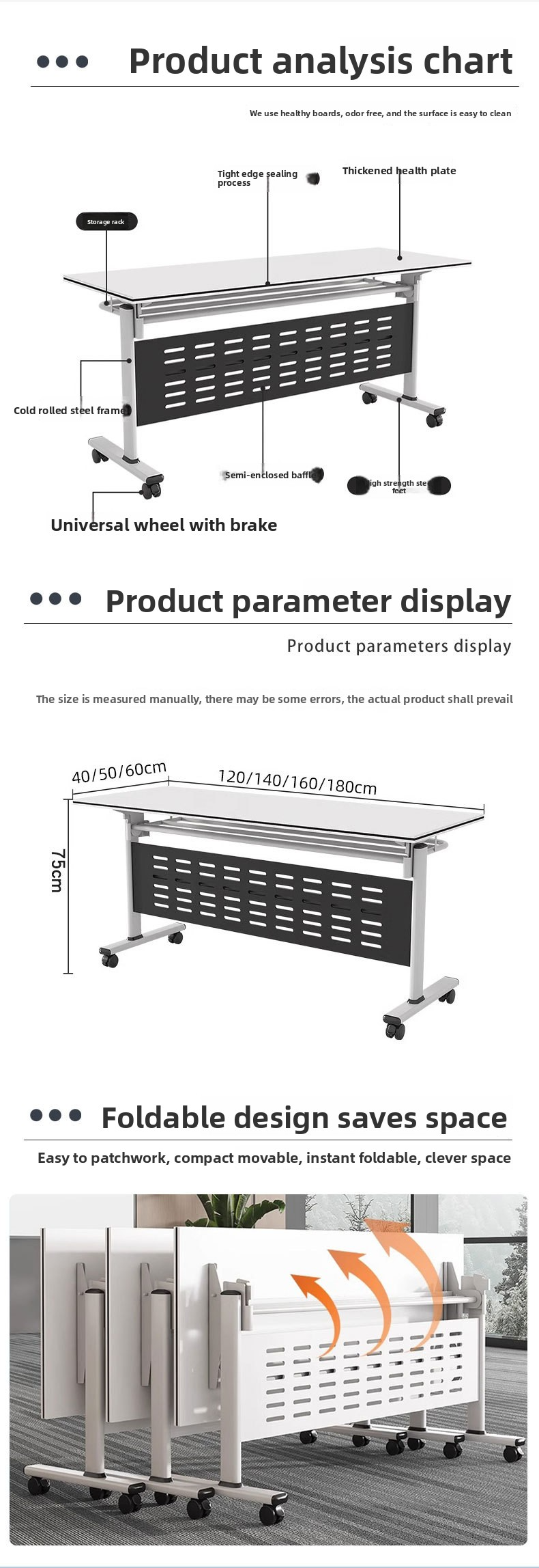 Folding Table,Commercial Folding Tables,Sturdy Folding Table Supplier Training Room Desk Desk Modern Office Furniture Foldable Conference Table
