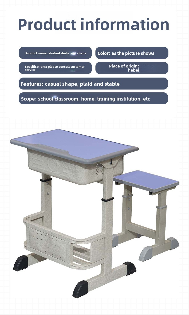 Student Desk and Chair,Classroom Desks and Chairs,Ergonomic Chair for Students High Quality Modern Design Student Desk Chair Wholesale Low Price Metal Furniture for Middle School Classroom High Quality Table